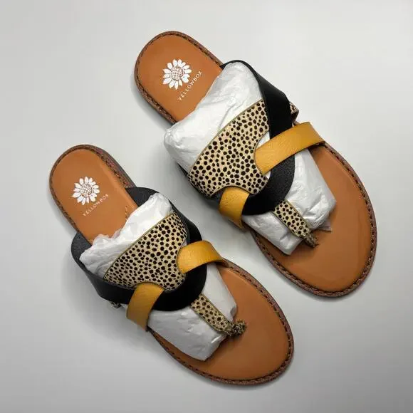 Yellow Box Wist Leather Thong Sandals in Natural - Picture 2 of 9